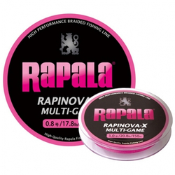 Леска плетеная Rapala Rapinova-X Multi Game Pink 100m #0.4/8.8LB/0,10 мм